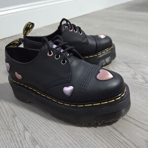 Dr. Martens Womens Womens 1461 Quad Heart Leather Platform Shoe Size 7